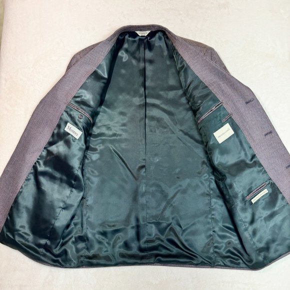 Pronto Uomo Men's 44 Long Brown Suit Silk & Wool Business Blazer Coat Jacket - Picture 13 of 16